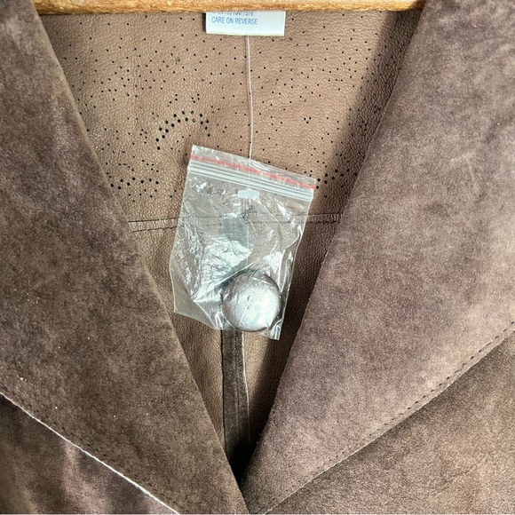 April Cornell Chocolate Brown Genuine Leather Suede Floral Embroidered Jacket M - Picture 5 of 16